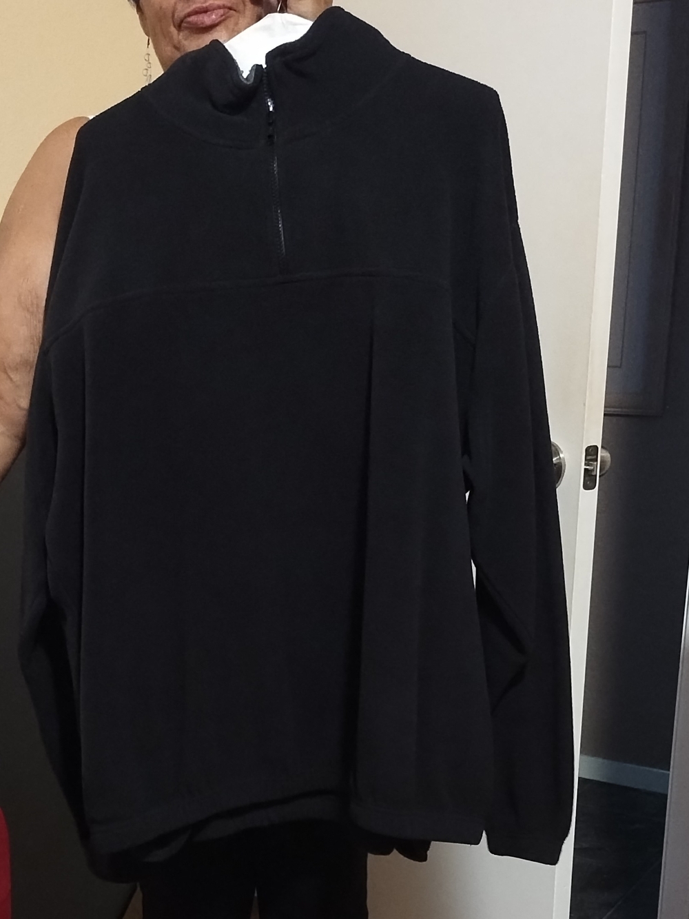 Mens Black Quarter-Zip Pullover Top